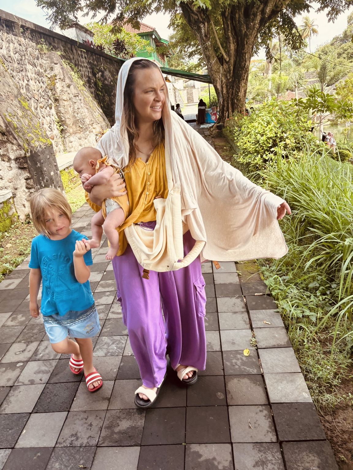 The Parkes family arriving in Lombok